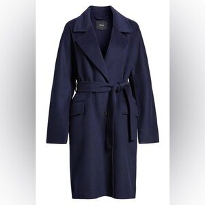 Rails Marta Navy Belted oversized wool coat